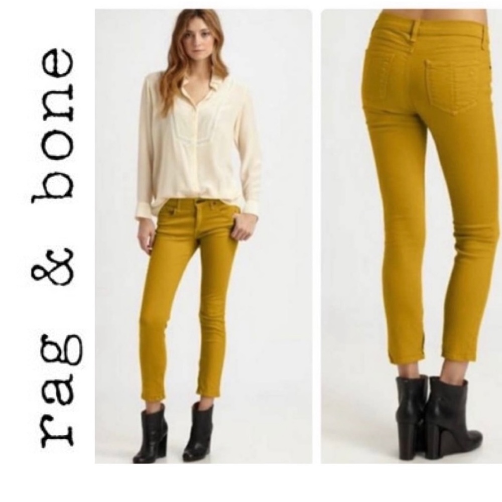 Rag & Bone mustard-colored cropped skinny jeans